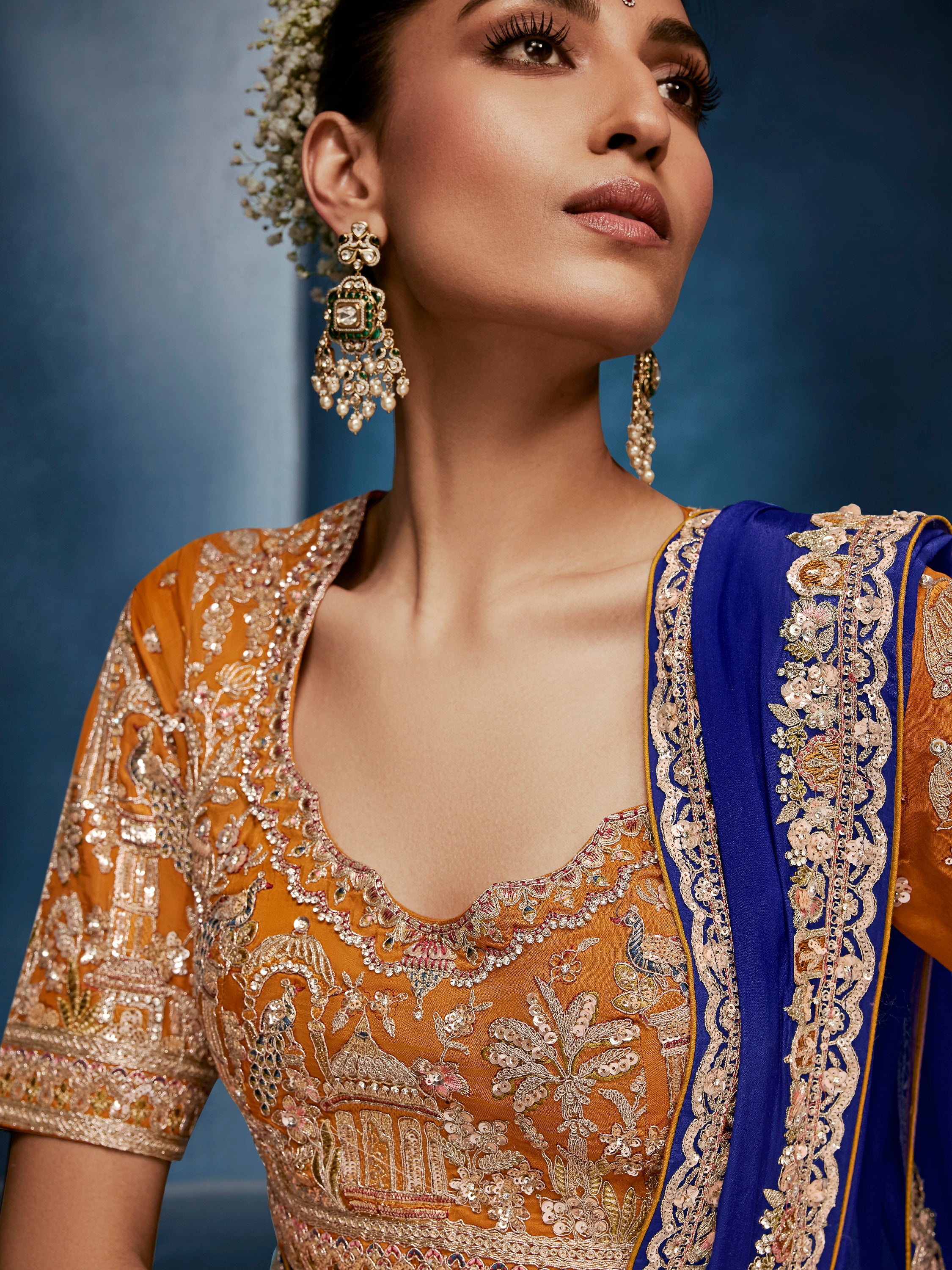 Noteworthy Blue Sequins Silk Traditional Saree With Blouse