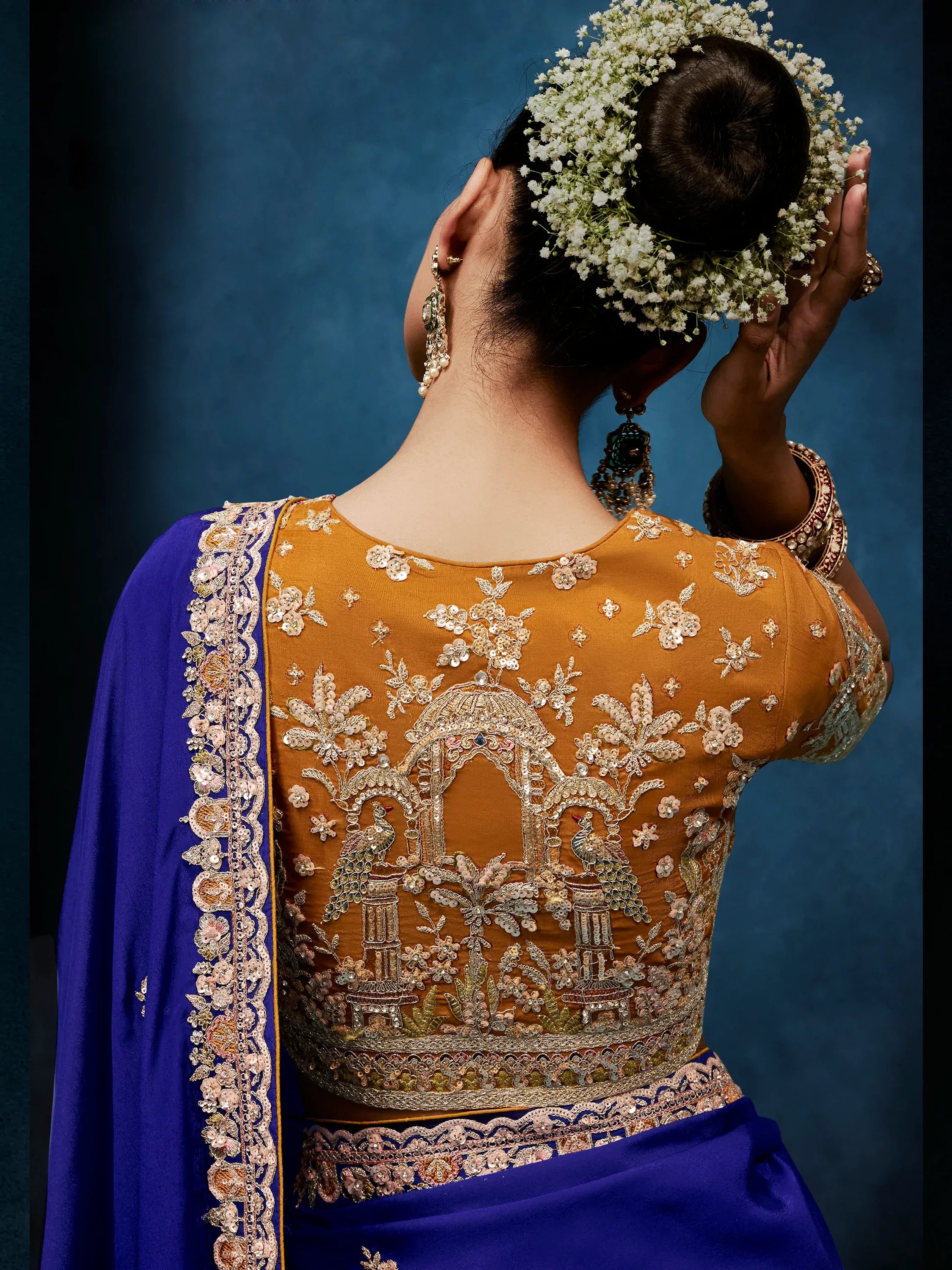 Noteworthy Blue Sequins Silk Traditional Saree With Blouse
