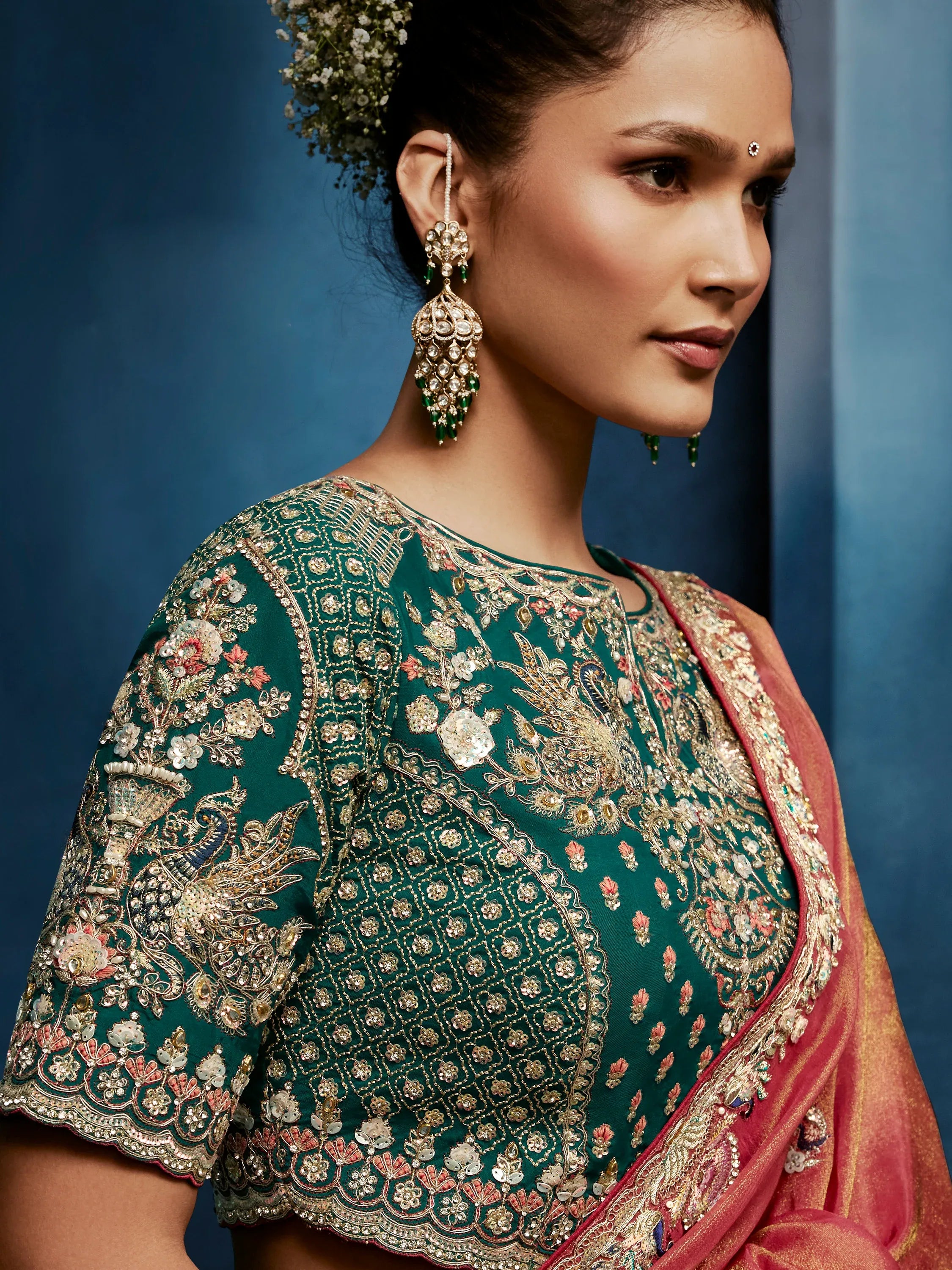 Regal Rust Orange Thread Work Silk Designer Saree With Blouse