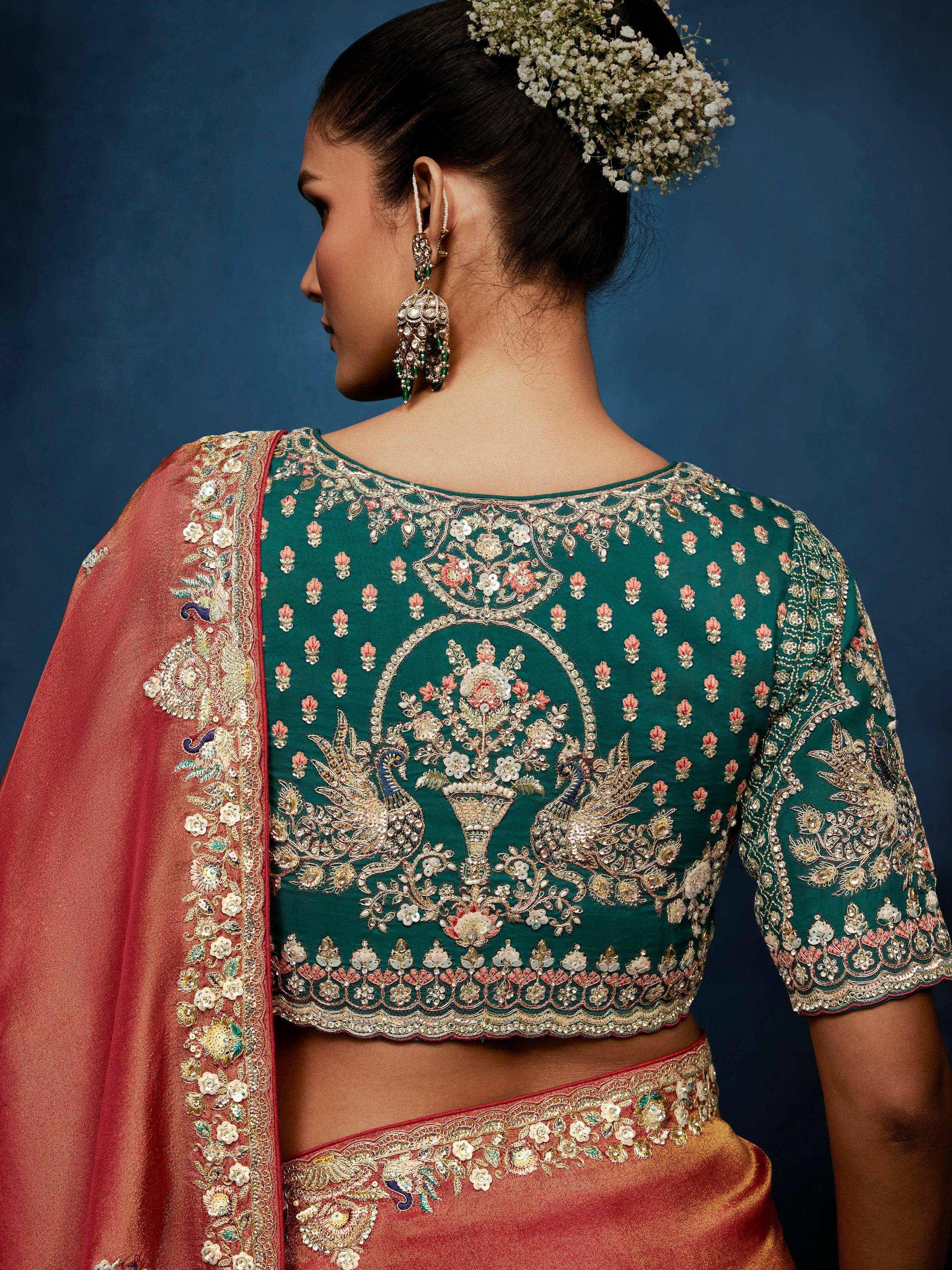 Regal Rust Orange Thread Work Silk Designer Saree With Blouse
