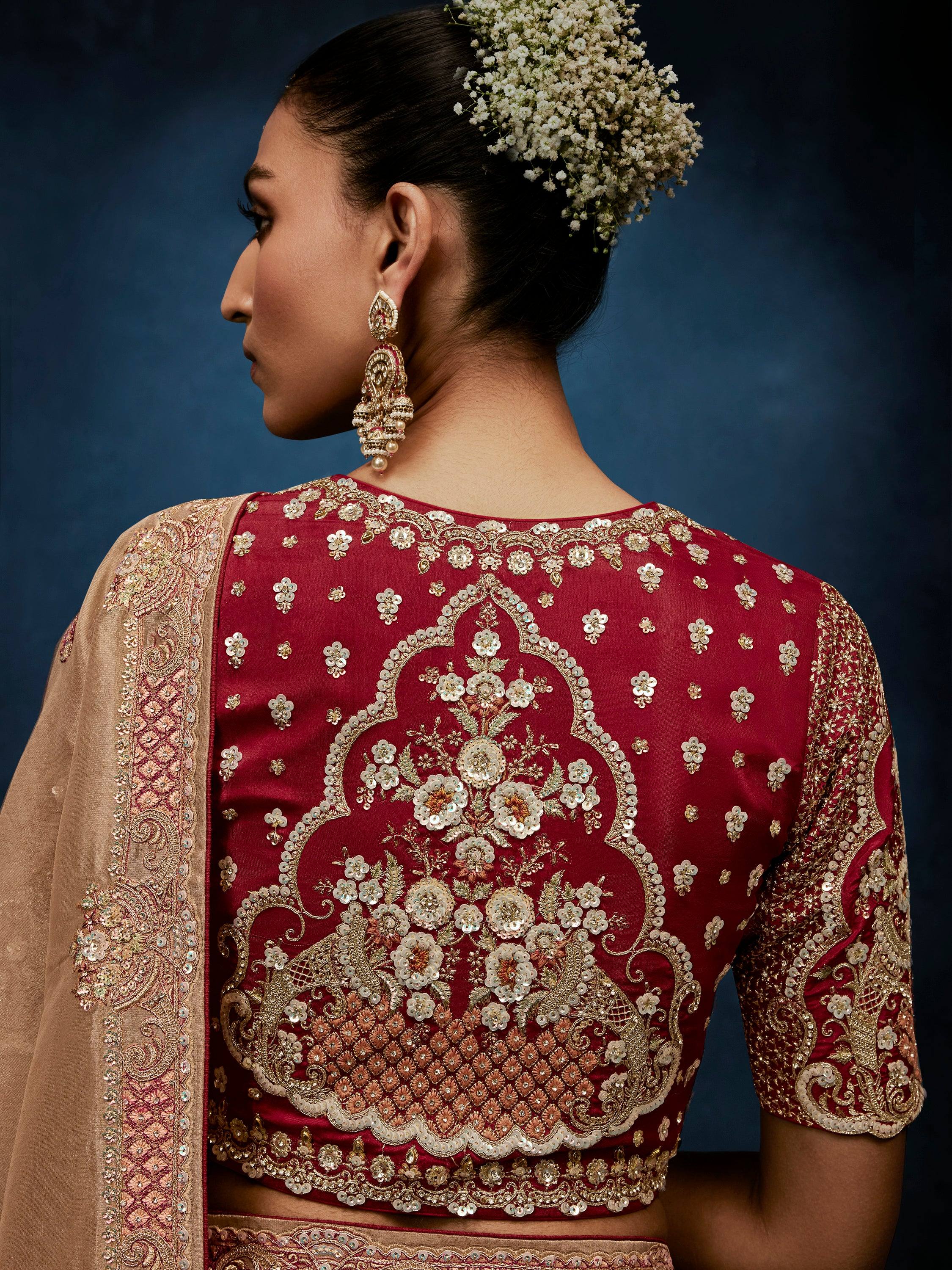 Charming Beige Embroidered Silk Reception Wear Saree With Blouse