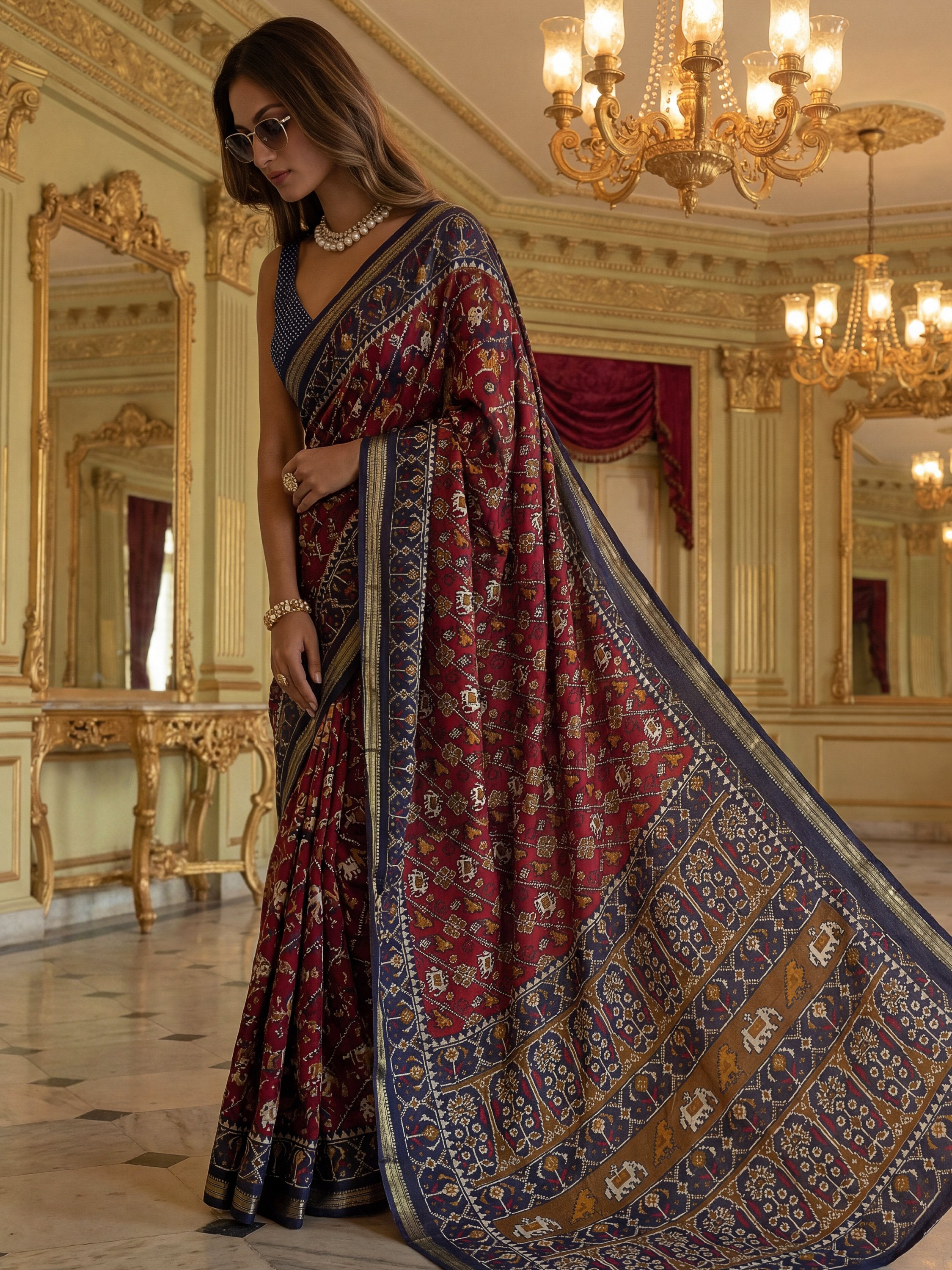 Precious Red Zari Bordered Silk Traditional Saree With Blouse