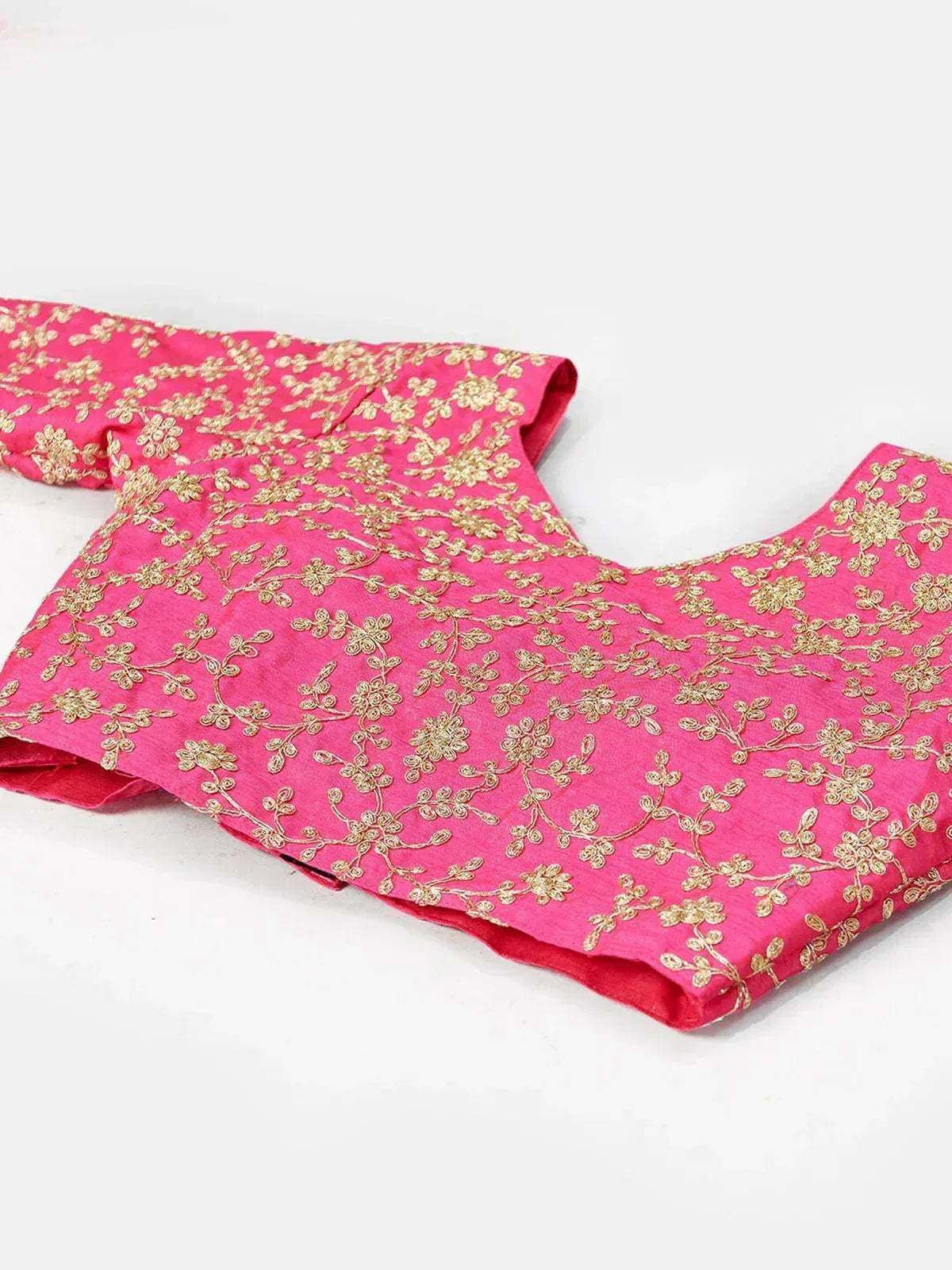 Pink floral embroidered blouse for ethnic wear