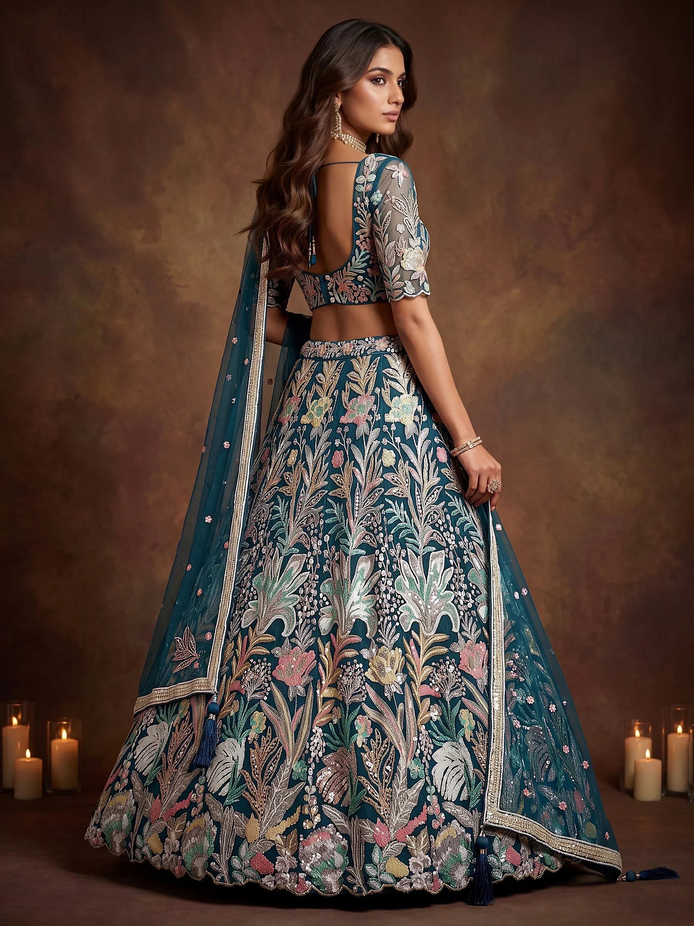 Attractive Blue Sequins Net Engagement wear Lehenga Choli with Dupatta