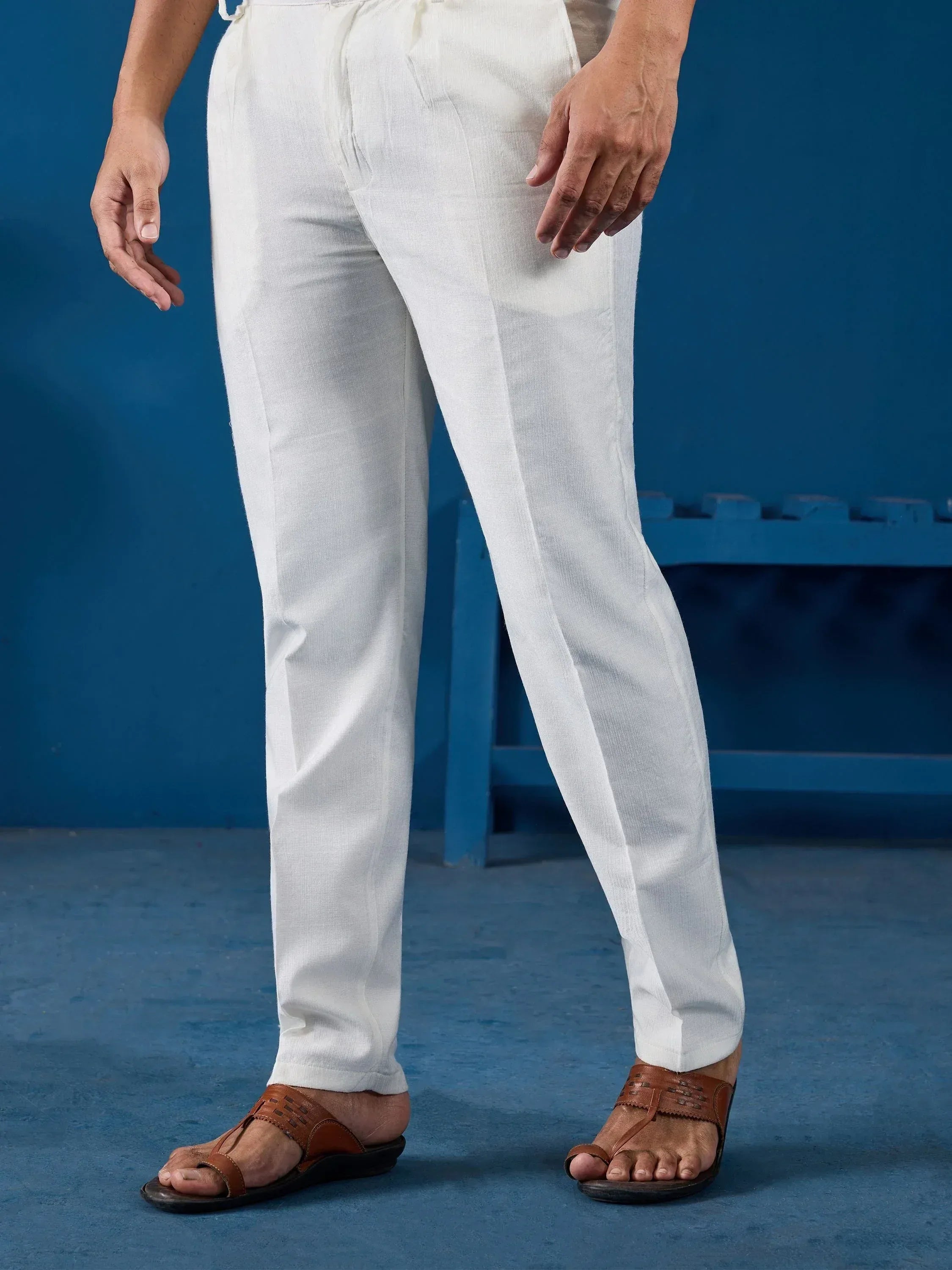 Gorgeous White Mirror Work Viscose Silk Traditional Men Kurta With Pant