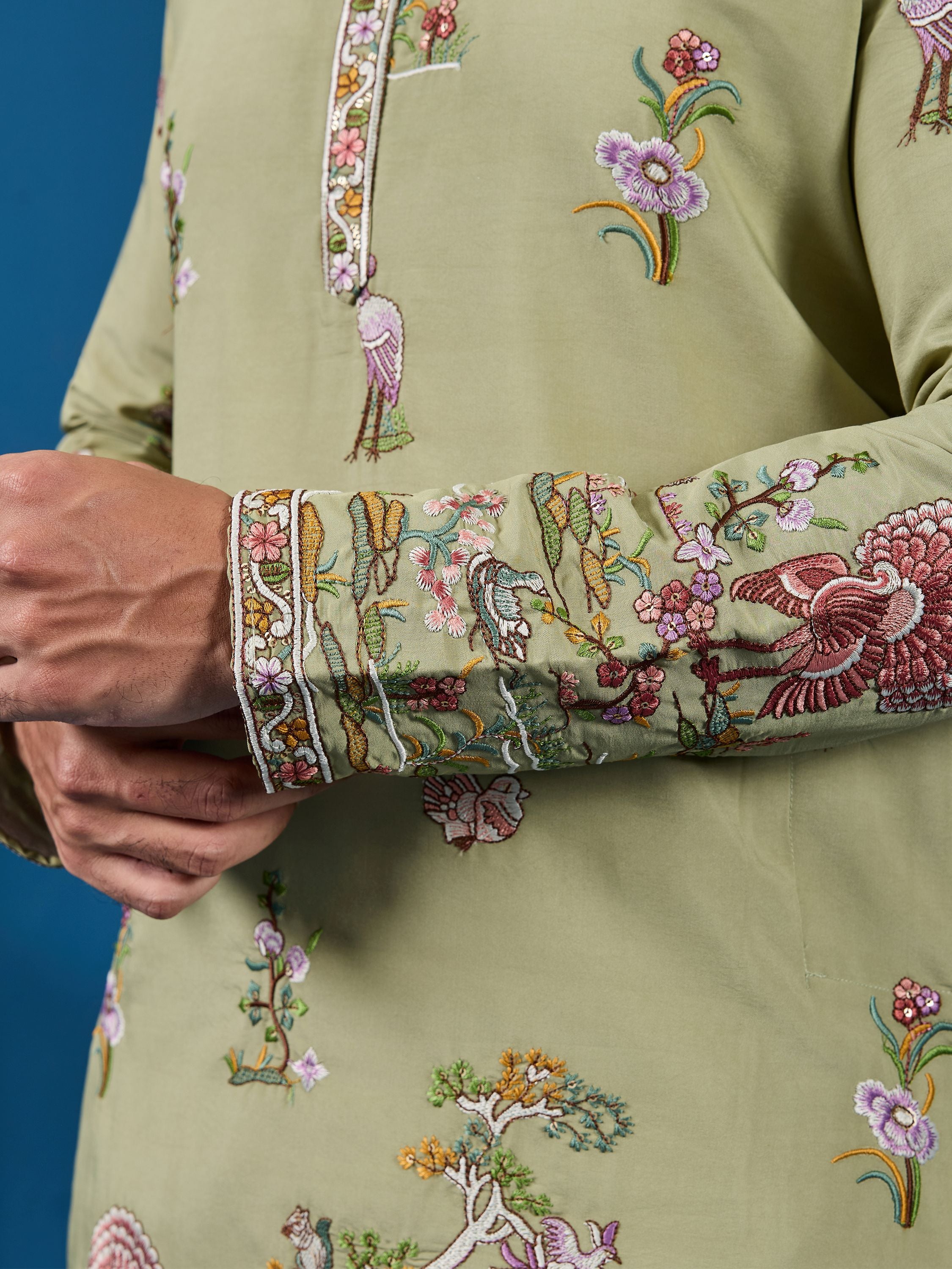 Incredible Pista Green Sequins Viscose Silk Wedding For Men Kurta