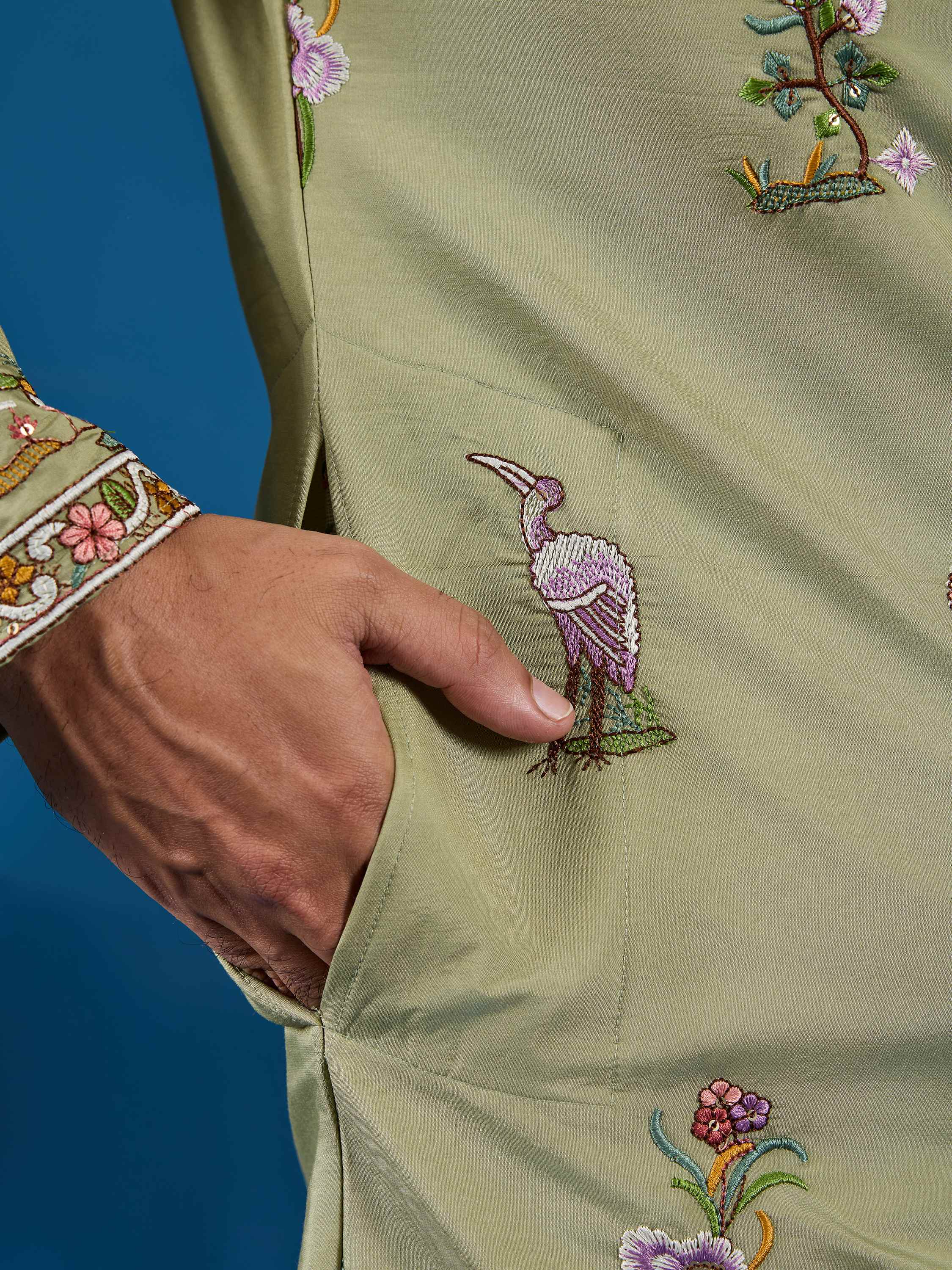 Incredible Pista Green Sequins Viscose Silk Wedding For Men Kurta