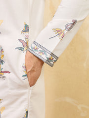 Bewitching White Thread Work Viscose Silk Festival Wear Men's Kurta