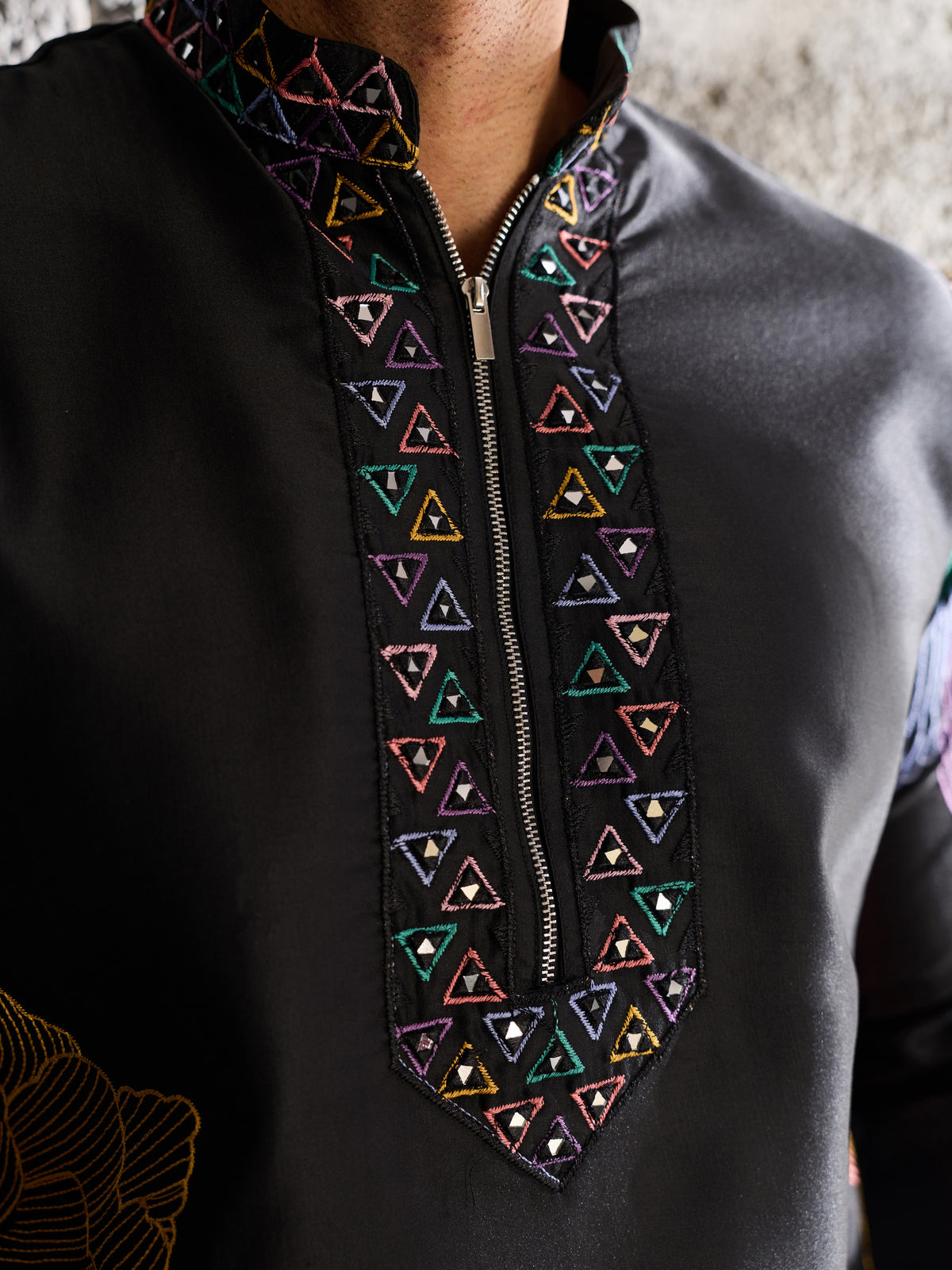Unique Black Sequins Viscose Evening Wear Men's Kurta With Bottom