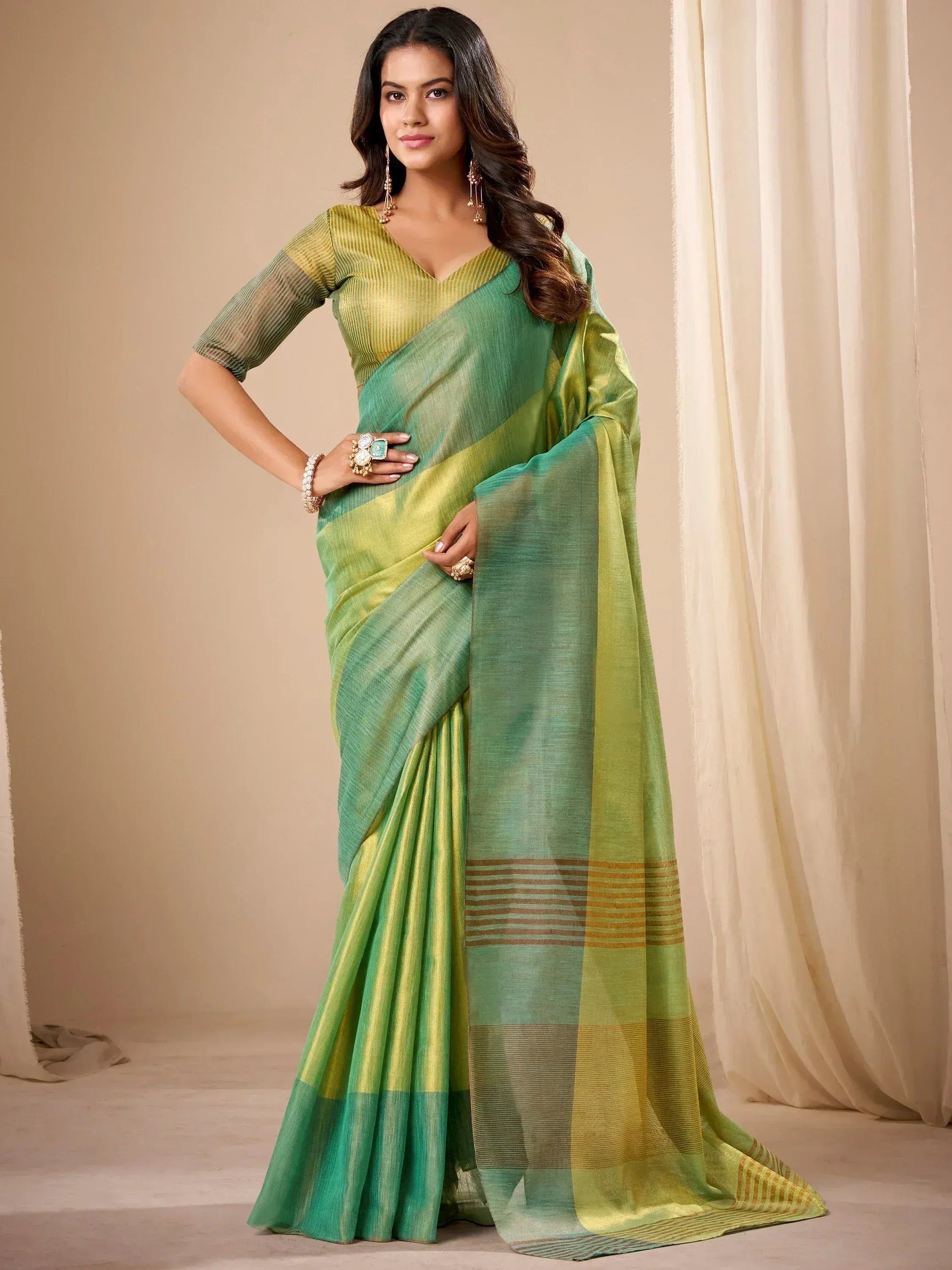 Captivating Green Zari Weaving Silk Festival Wear Saree With Blouse