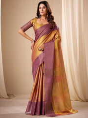 Fantastic Purple Zari Weaving Silk Festival Wear Saree With Blouse