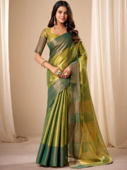 Adorable Green Zari Weaving Silk Wedding Wear Saree With Blouse