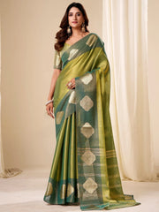 Magnificent Green Zari Weaving Silk Wedding Wear Saree With Blouse