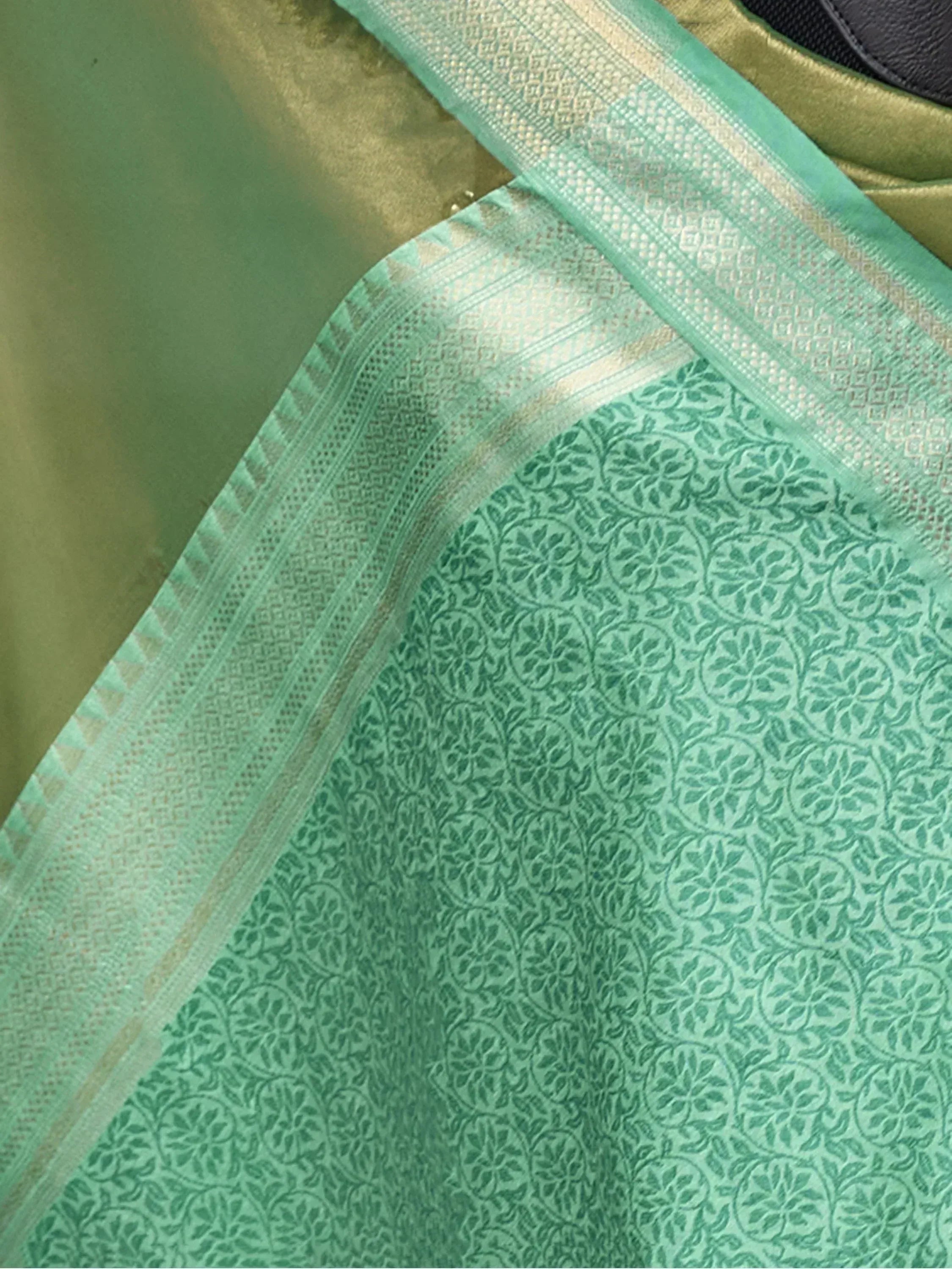 Beloved Green Zari Weaving Tissue Wedding Wear Saree With Blouse