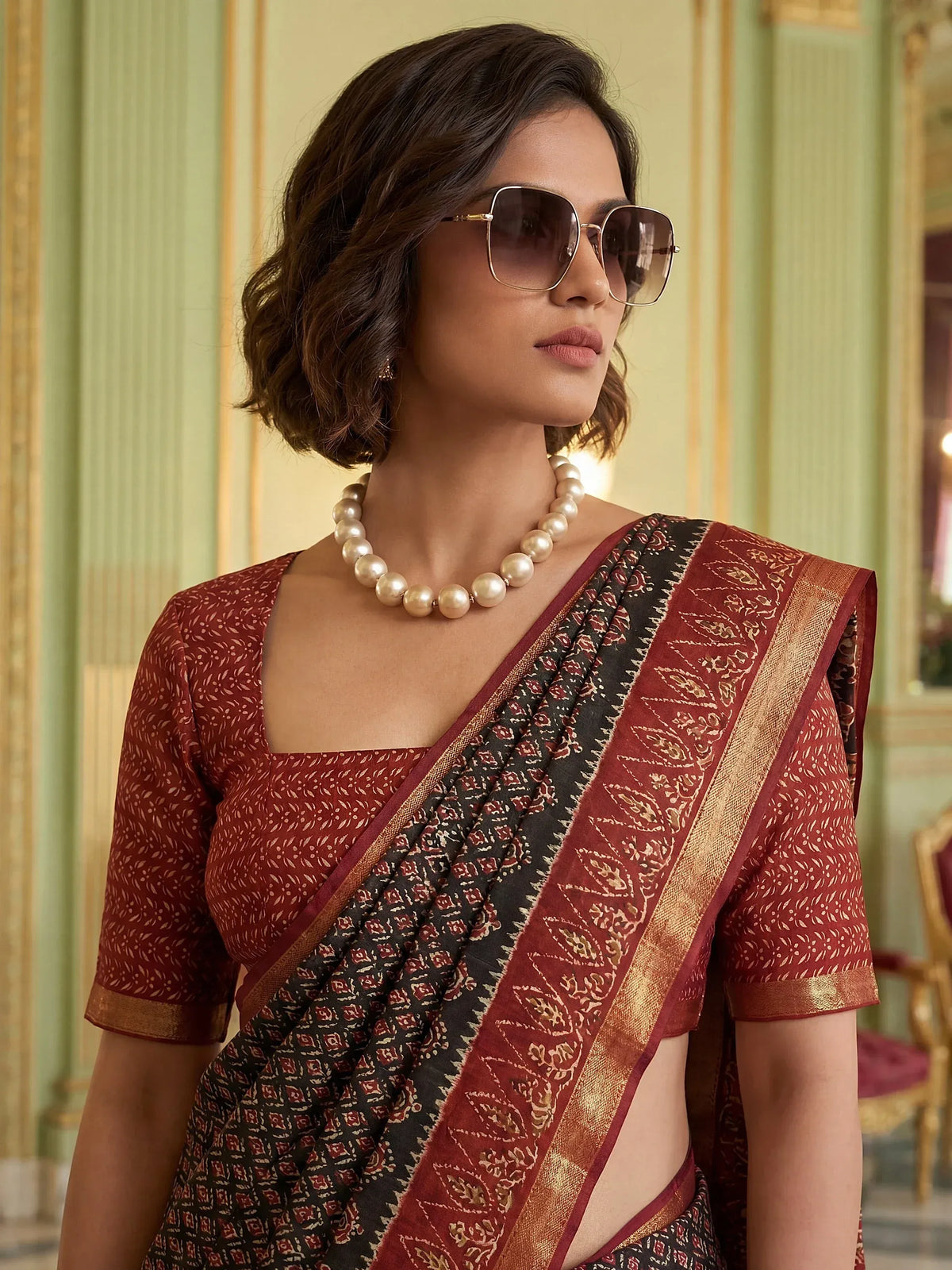 Alluring Black Zari Weaving Silk Evening Wear Saree With Blouse