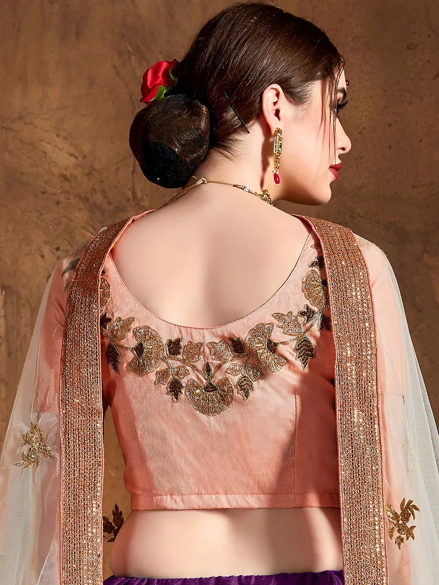 Gorgeous Purple Embroidered Silk Bridesmaid Plus Size Lehenga Choli