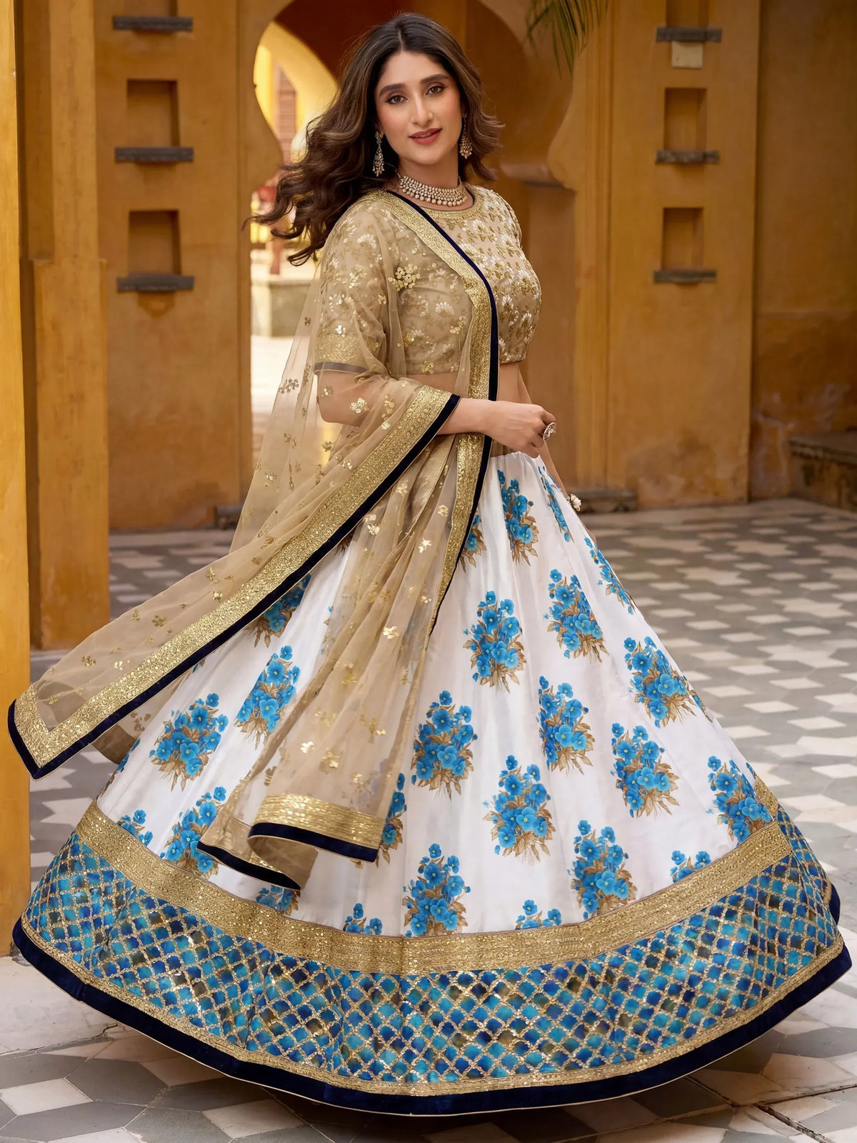 Pretty Multi-Color Sequins Silk Function Wear Plus Size Lehenga Choli