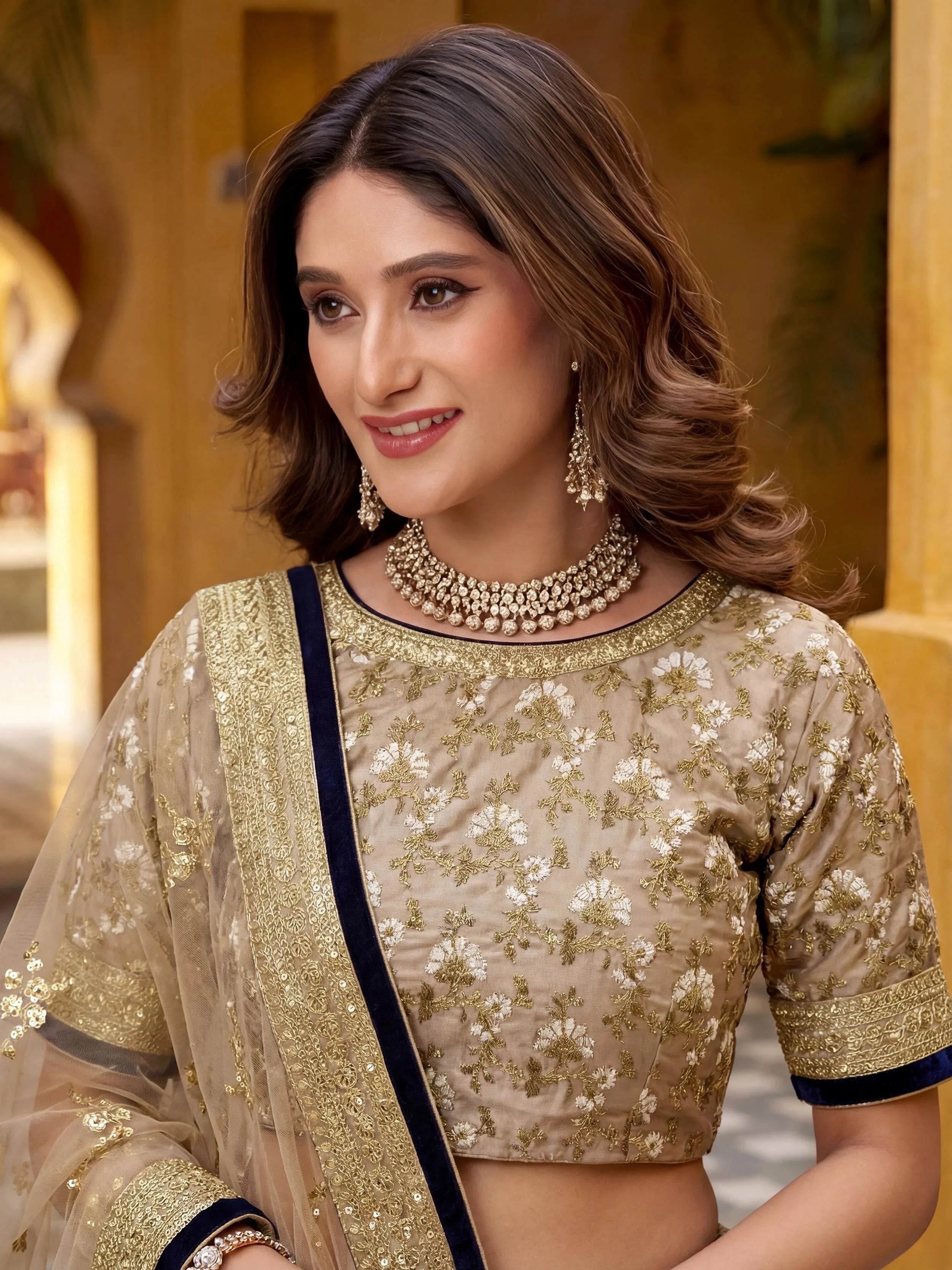 Pretty Multi-Color Sequins Silk Function Wear Plus Size Lehenga Choli