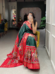 Captivating Green Patola Printed Silk Casual Saree With Blouse