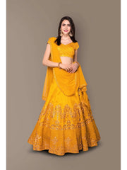 Yellow Embroidery Silk Party Wear Lehenga Choli