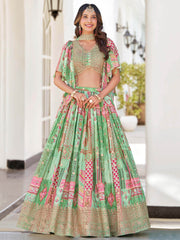 Gorgeous Pista Green Chinon Dori Embroidered Lehenga Choli