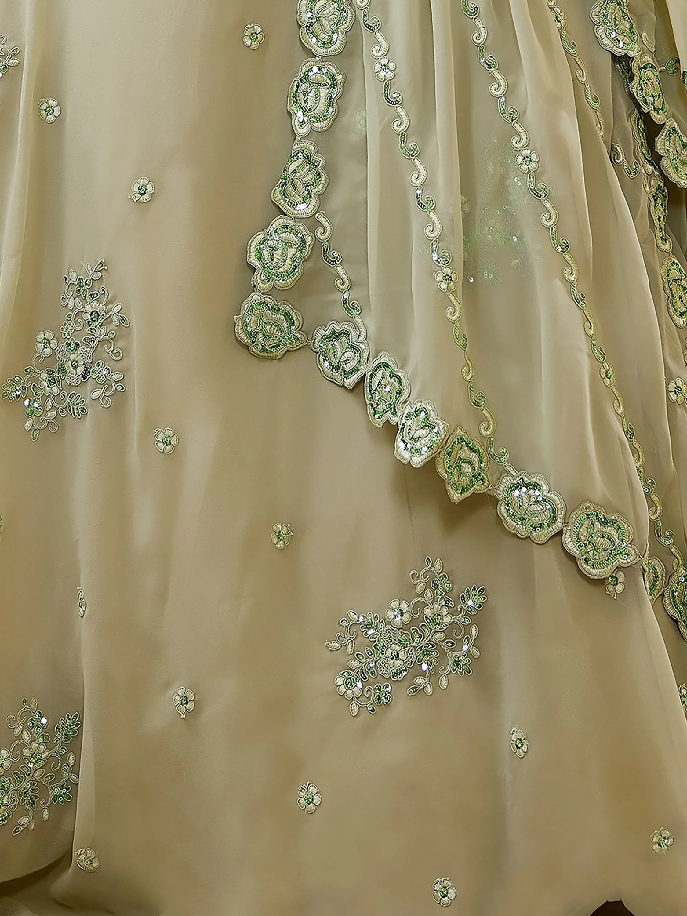 Gorgeous Green Sequins Georgette Festive Wear Plus Size Lehenga Choli
