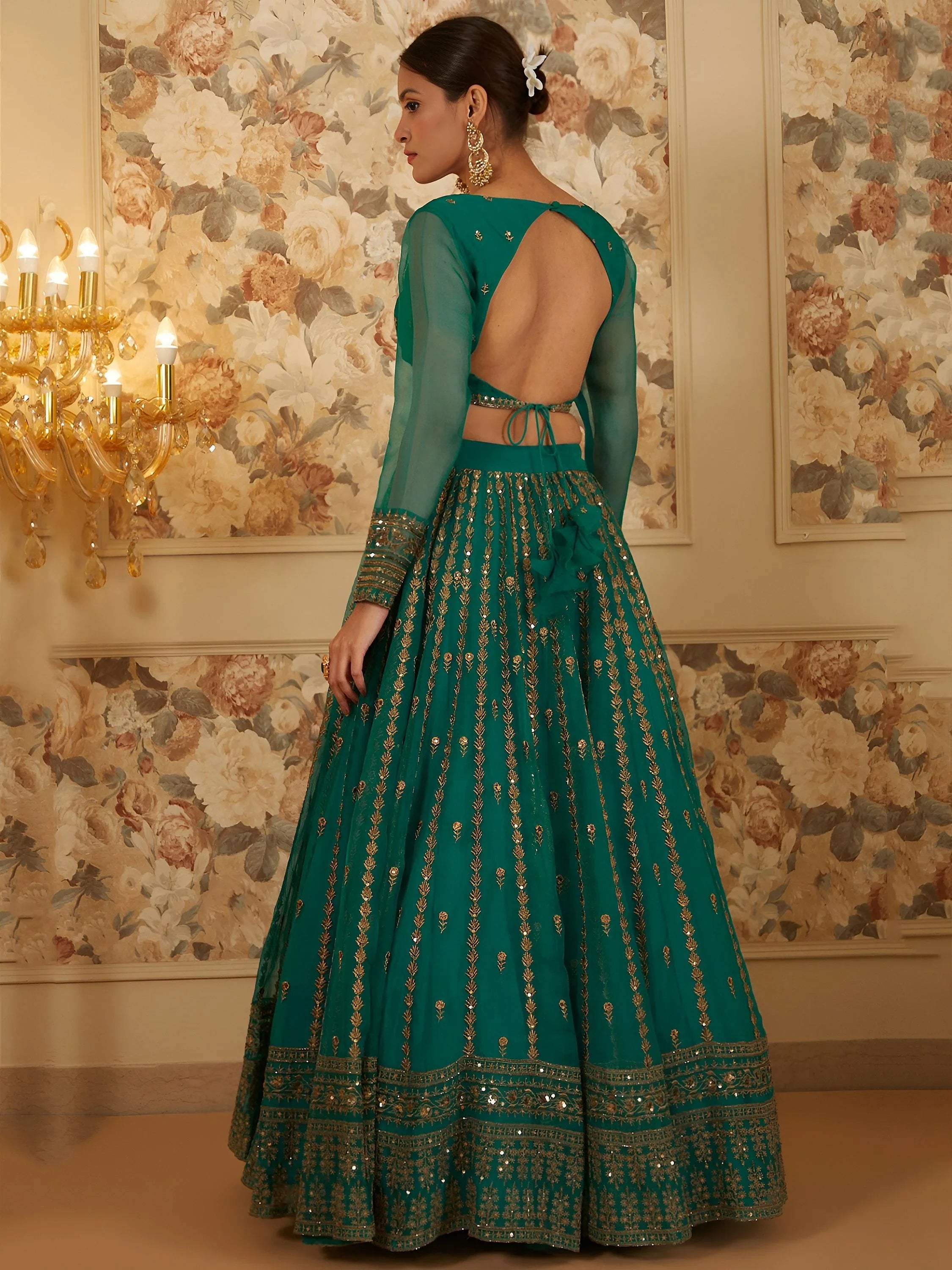 Incredible Green Sequins Organza Festival Wear Lehenga Choli
