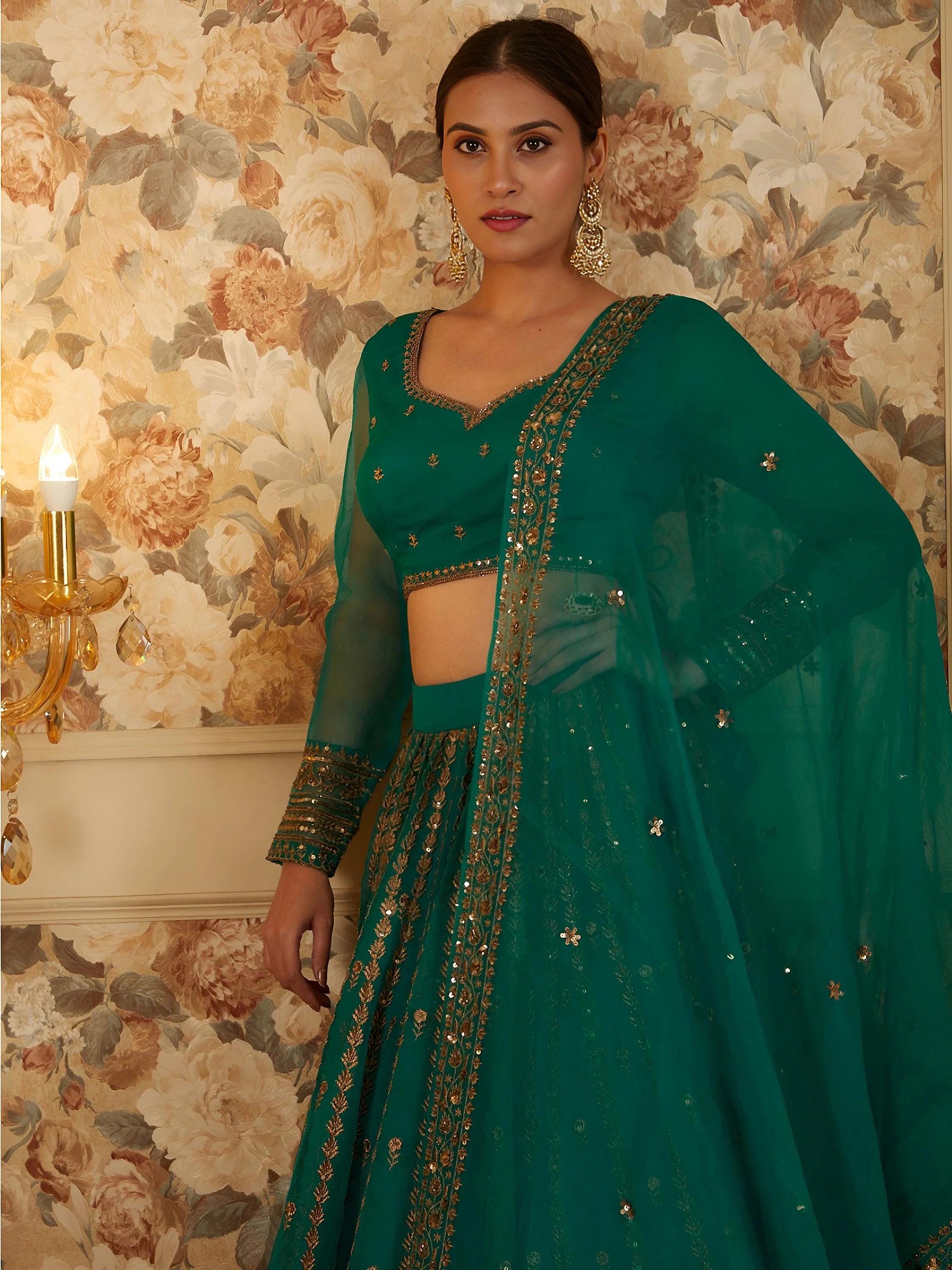 Incredible Green Sequins Organza Festival Wear Lehenga Choli