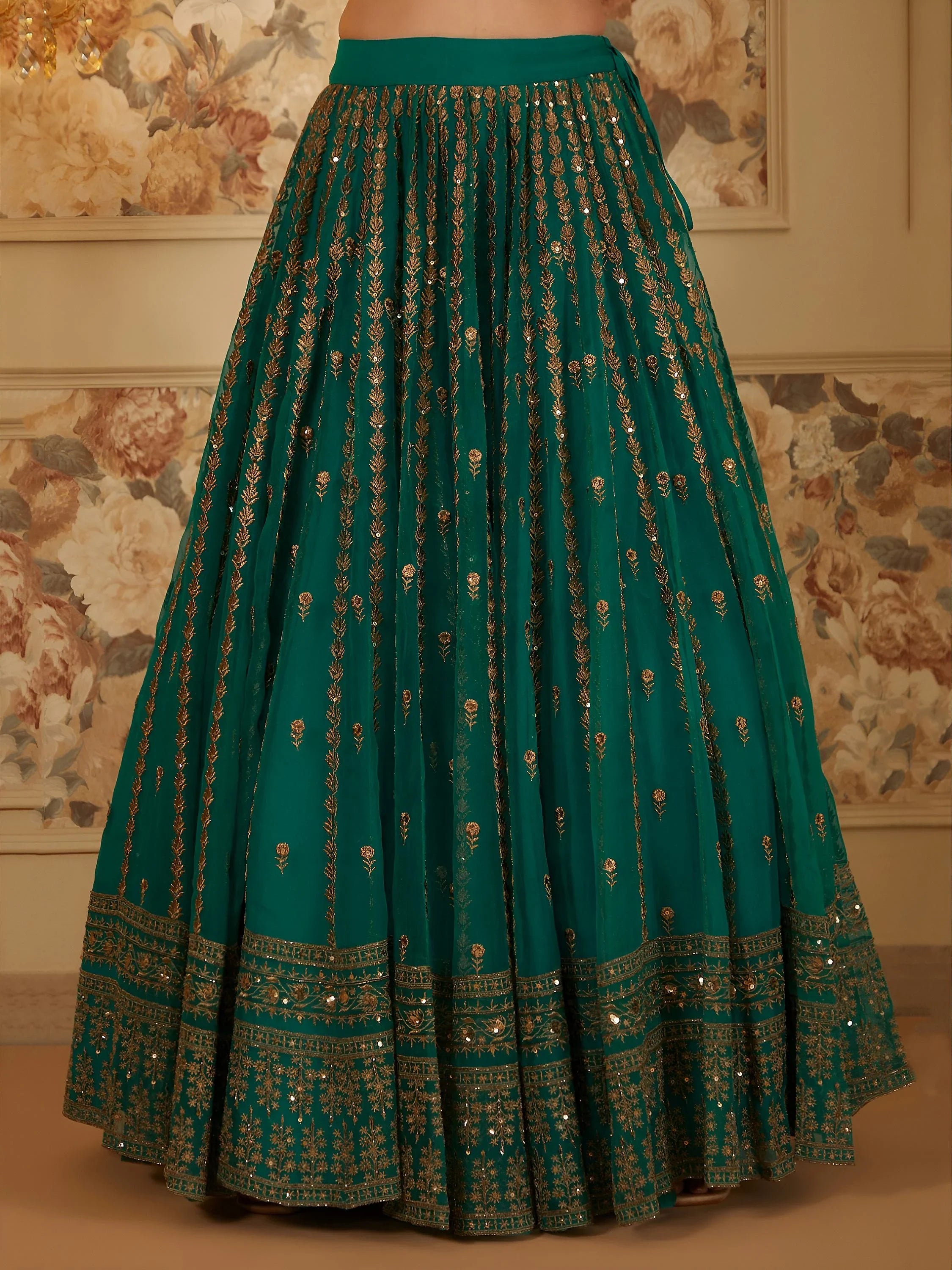 Incredible Green Sequins Organza Festival Wear Lehenga Choli