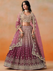 Lovely Pink Georgette Engagement Wear Lehenga Choli