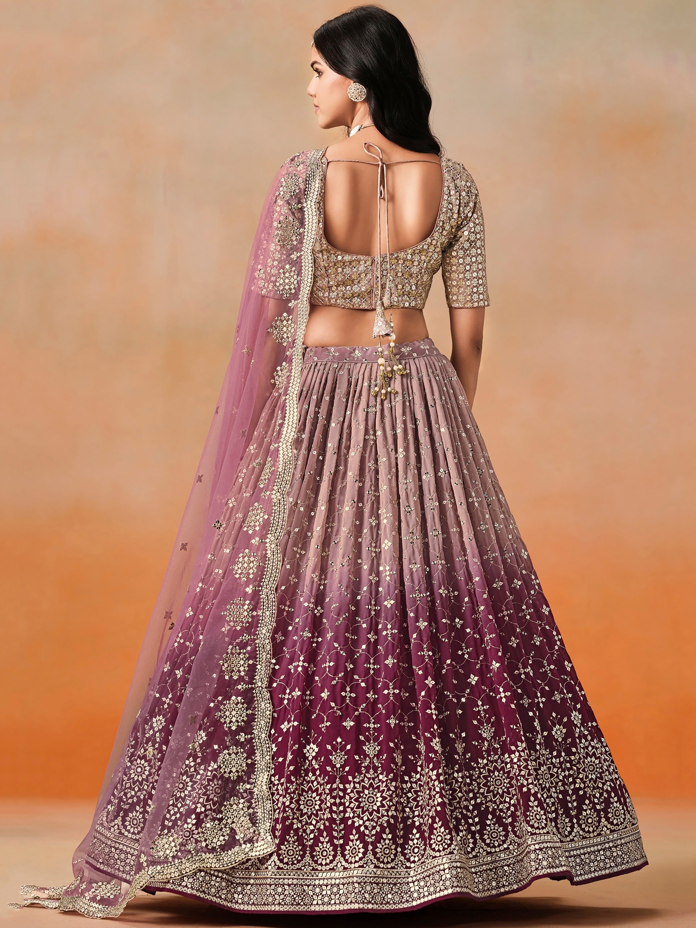Adorable Pink Sequins Georgette Engagement Wear Plus Size Lehenga Choli