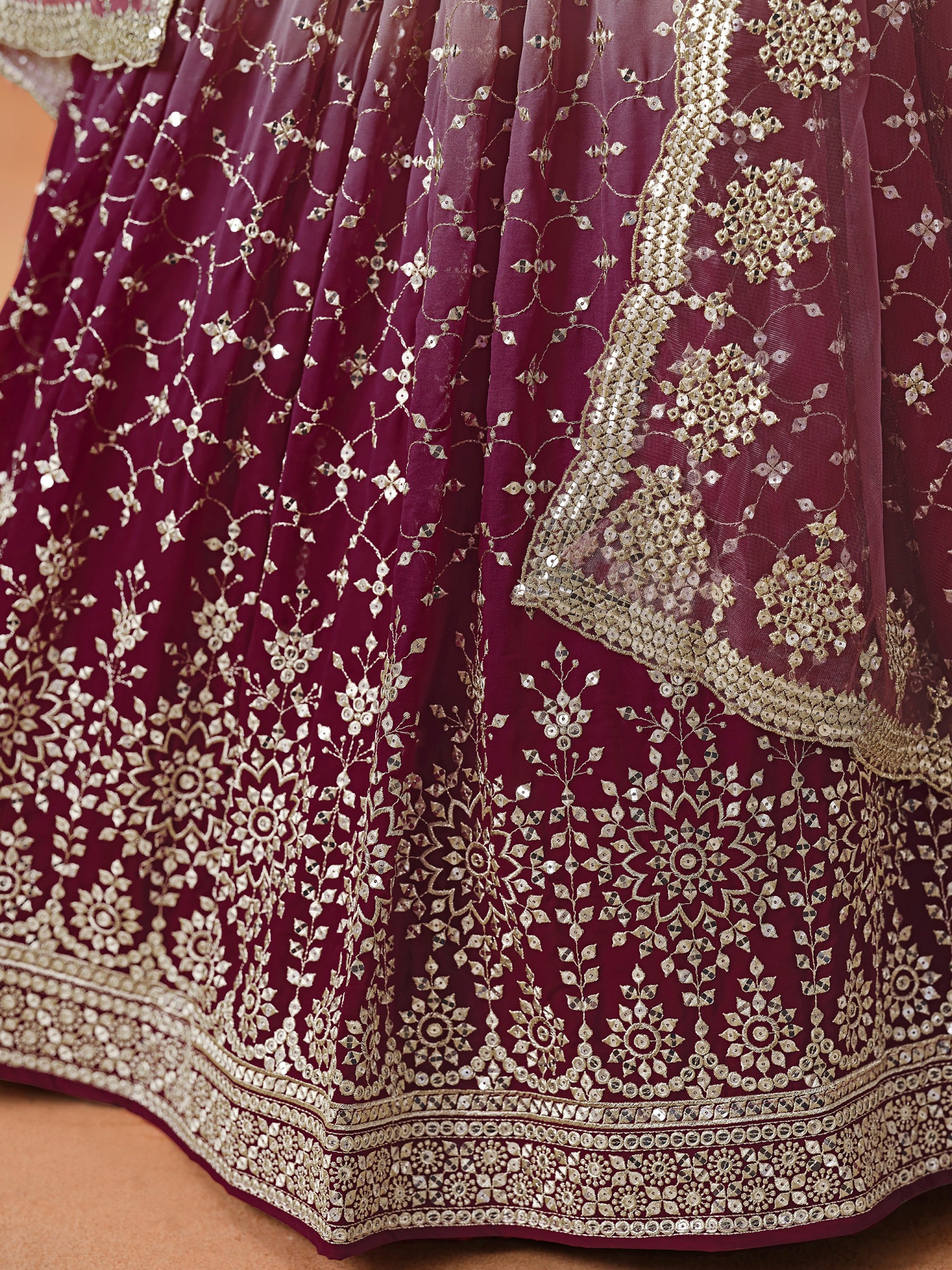 Adorable Pink Sequins Georgette Engagement Wear Plus Size Lehenga Choli
