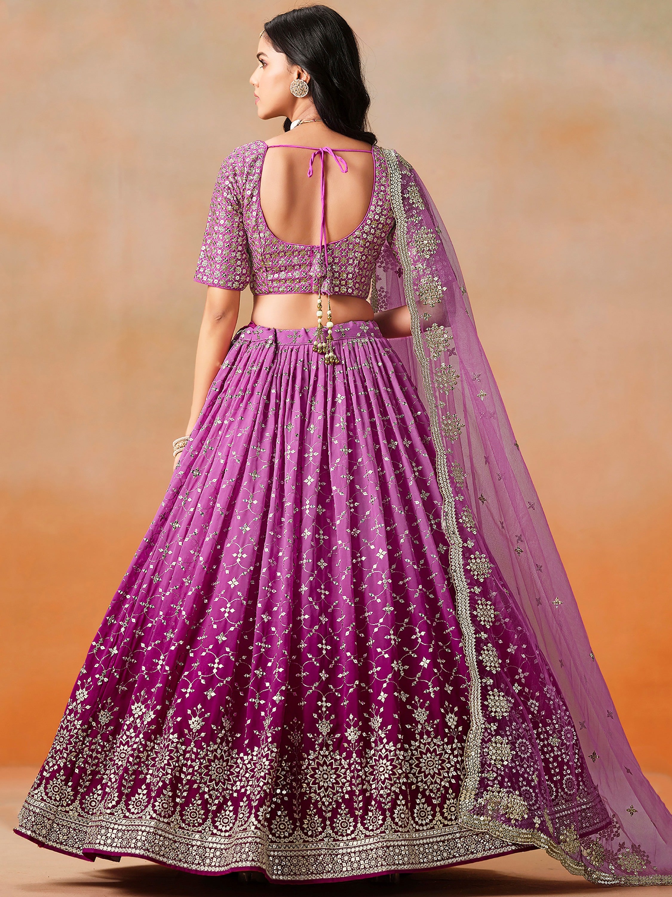 Lovely Pink Embroidered Georgette Function Wear Plus Size Lehenga Choli