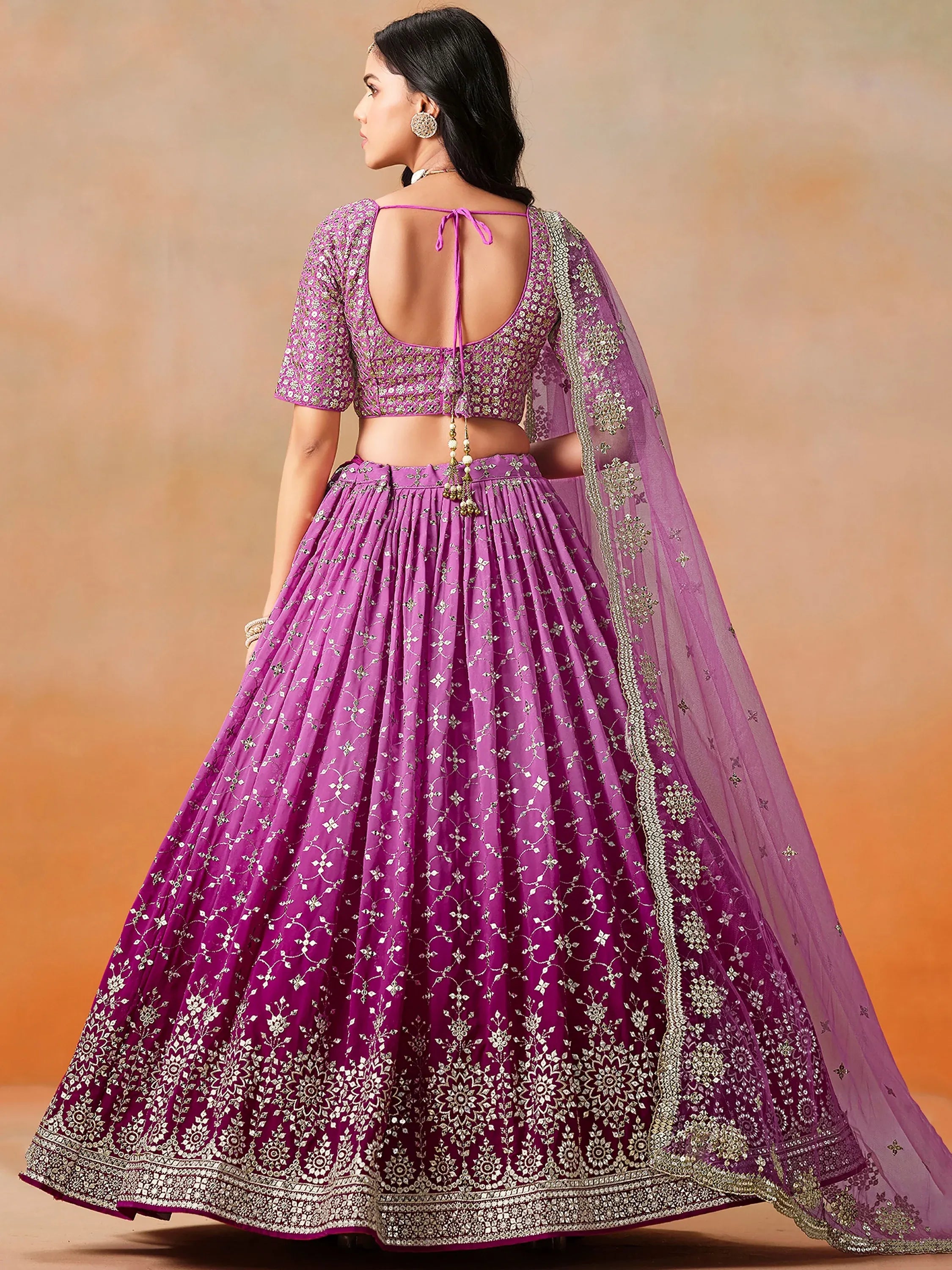 Lovely Pink Embroidered Georgette Function Wear Plus Size Lehenga Choli