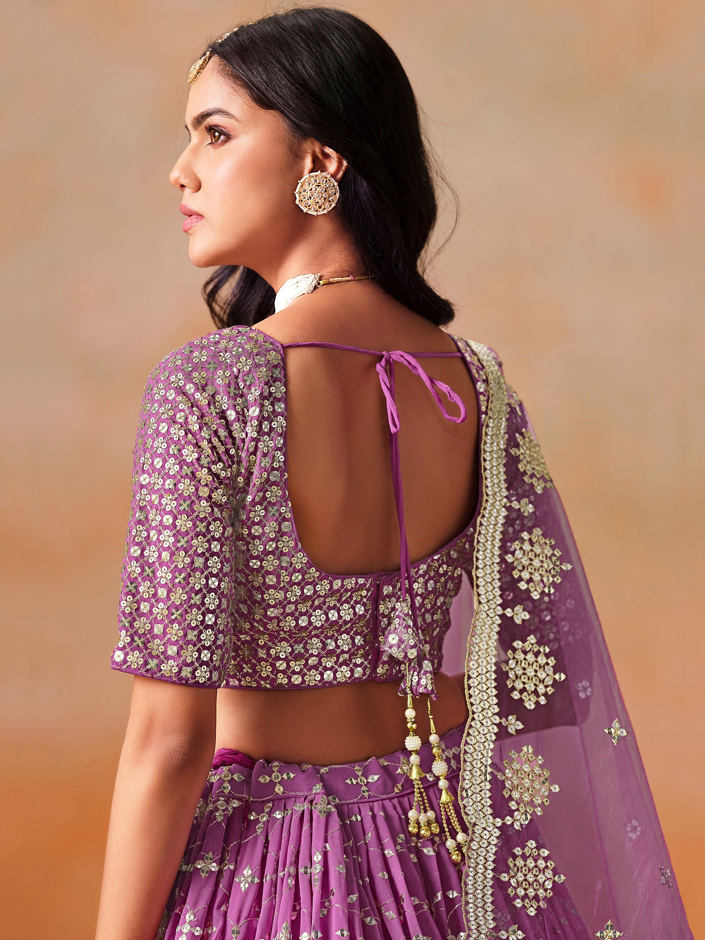 Lovely Pink Embroidered Georgette Function Wear Plus Size Lehenga Choli