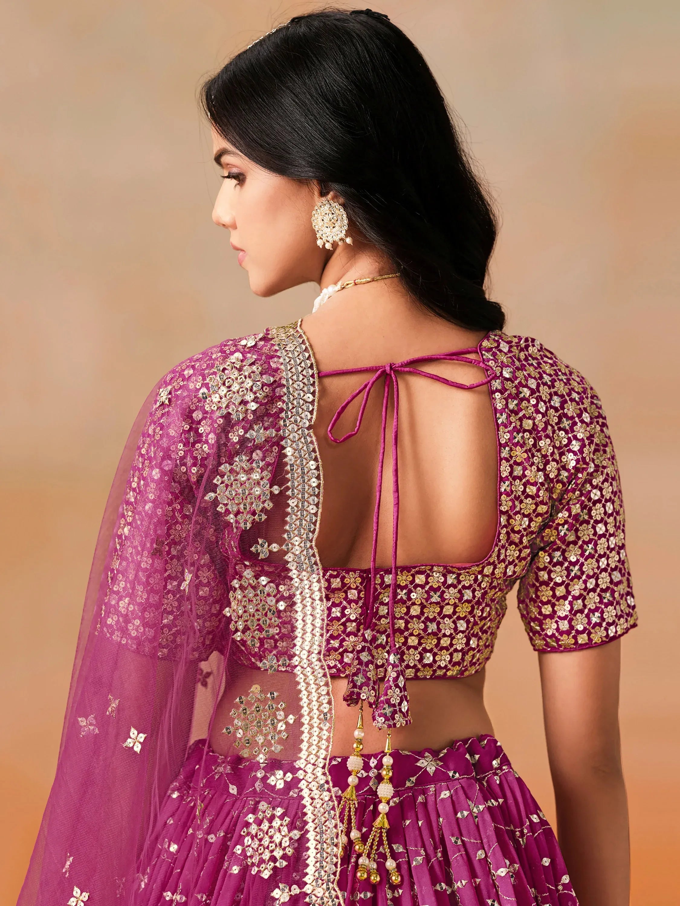 Elegant Pink Embroidered Georgette Function Wear Plus Size Lehenga Choli
