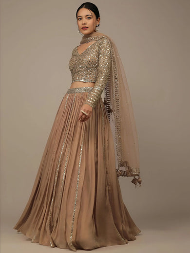 Gorgeous Beige Sequins Georgette Party Wear Lehenga Choli