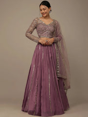 Glamorous Pink Sequins Georgette Reception Wear Lehenga Choli