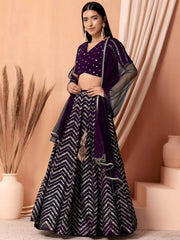 Enchanting Purple Zari Embroidered Georgette Party Wear Lehenga Choli