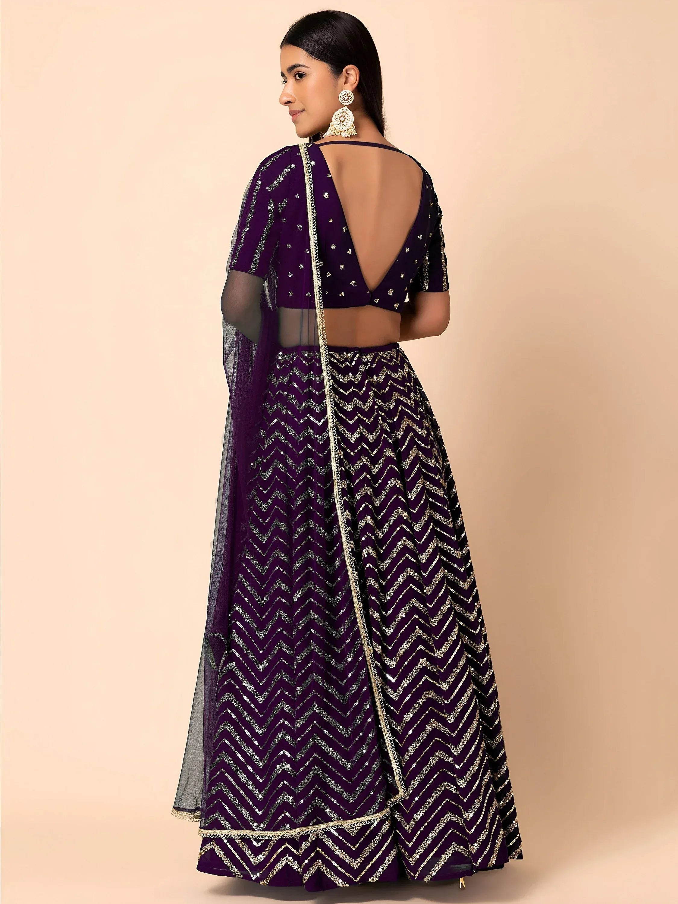 Enchanting Purple Zari Embroidered Georgette Party Wear Lehenga Choli