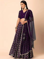 Enchanting Purple Zari Embroidered Georgette Party Wear Lehenga Choli