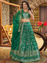 Rich Rama Green Zari Embroidered Traditional Lehenga Choli