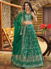 Rich Rama Green Zari Embroidered Traditional Lehenga Choli