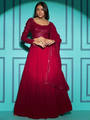 Marvelous Red Sequins Work Georgette Reception wear Lehenga Choli