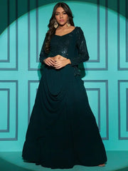 Wondrous Green Georgette Engagement Wear Lehenga With Sequins Choli