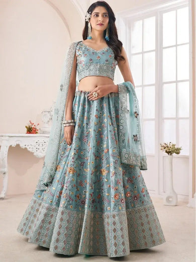 Ravishing Turquoise Dori Work Silk Occasion Wear Lehenga Choli