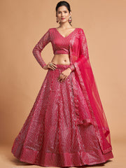 Stunning Pink Sequins Net Reception Wear Plus Size Lehenga Choli