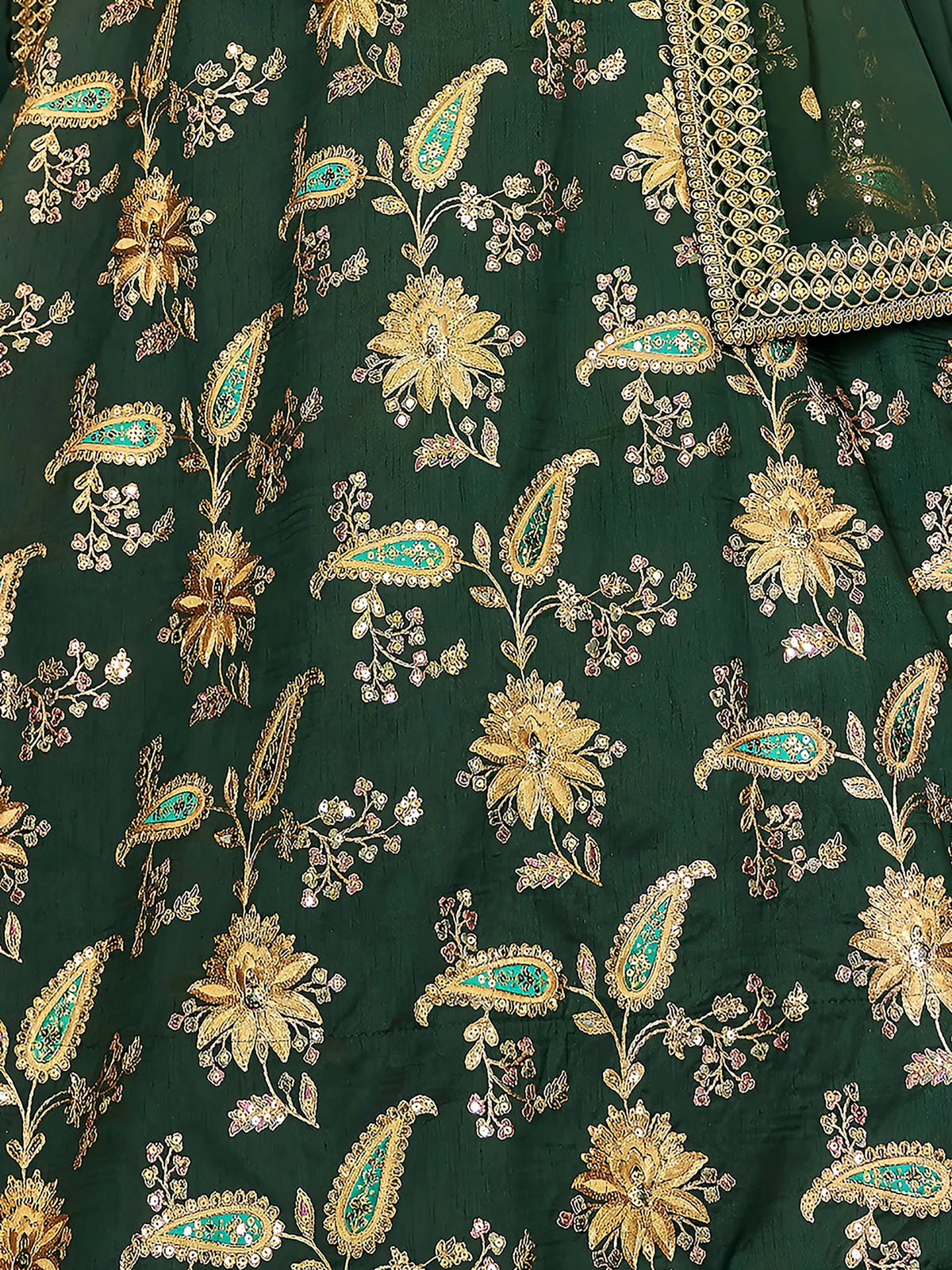Prodigious Green Thread Embroidery Art Silk Wedding Lehenga Choli