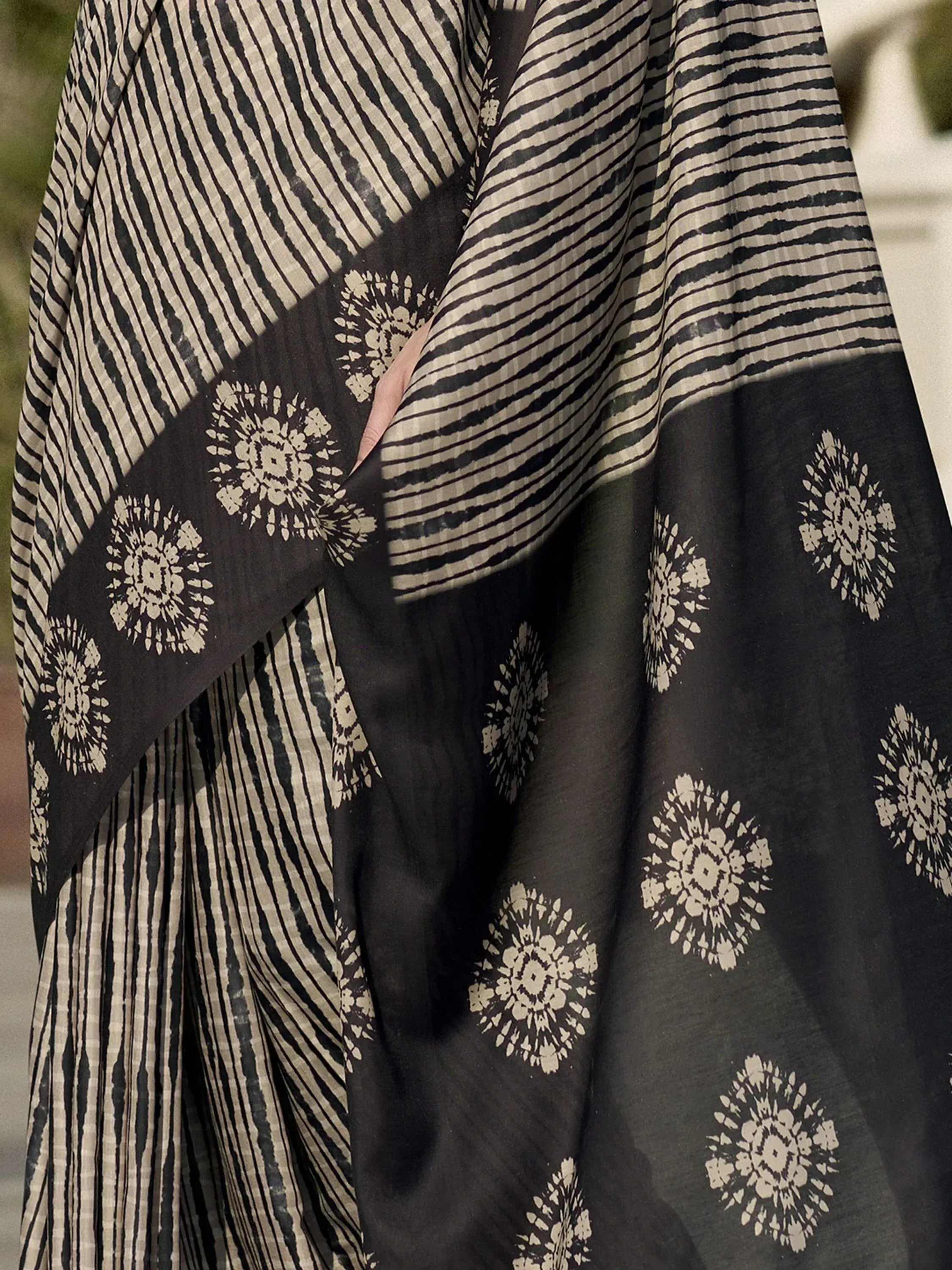 Exquisite Black Printed Mal Mal Silk Function Wear Saree With Blouse
