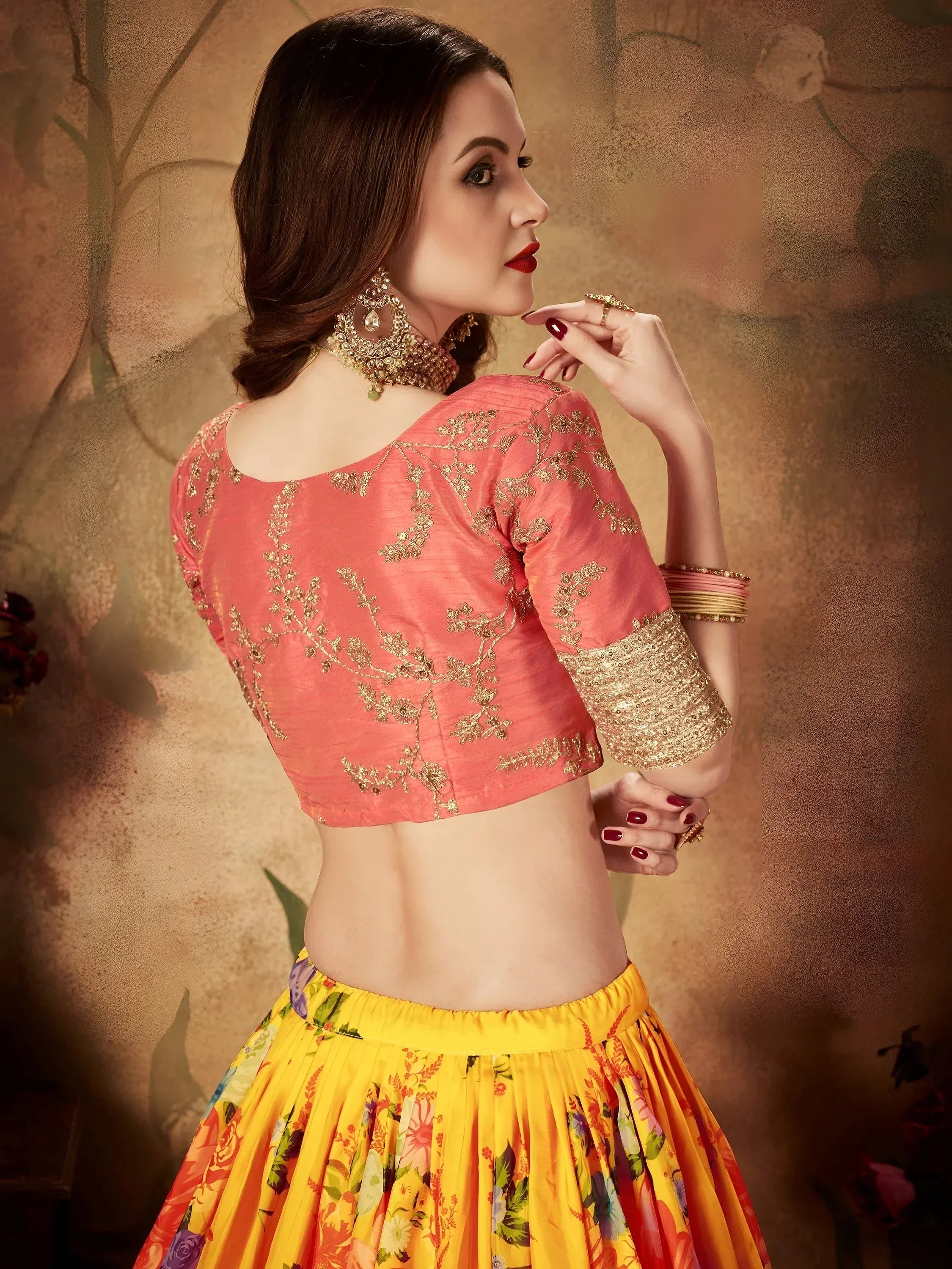 Incredible Yellow Printed Organza Function Wear Plus Size Lehenga Choli